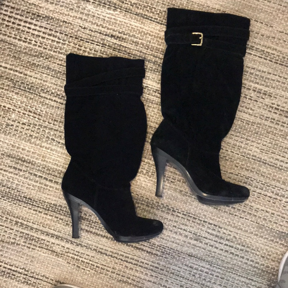 Michael Kors slouchy boots with gold buckle